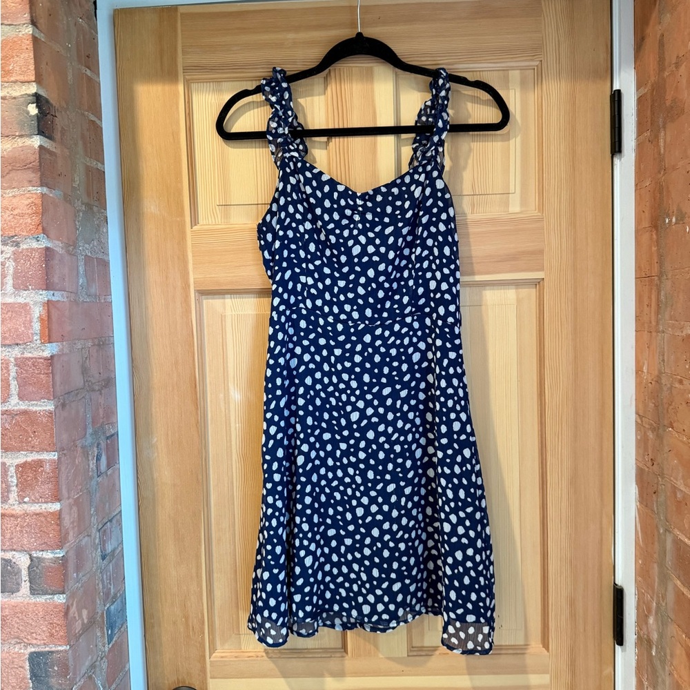 All in Favor Navy and White Patterned Dress